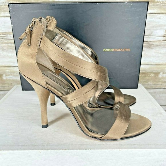 BCBG Max Azria Shoes - BCBG Max Azria Women Gold Cross Strap Stiletto Sli